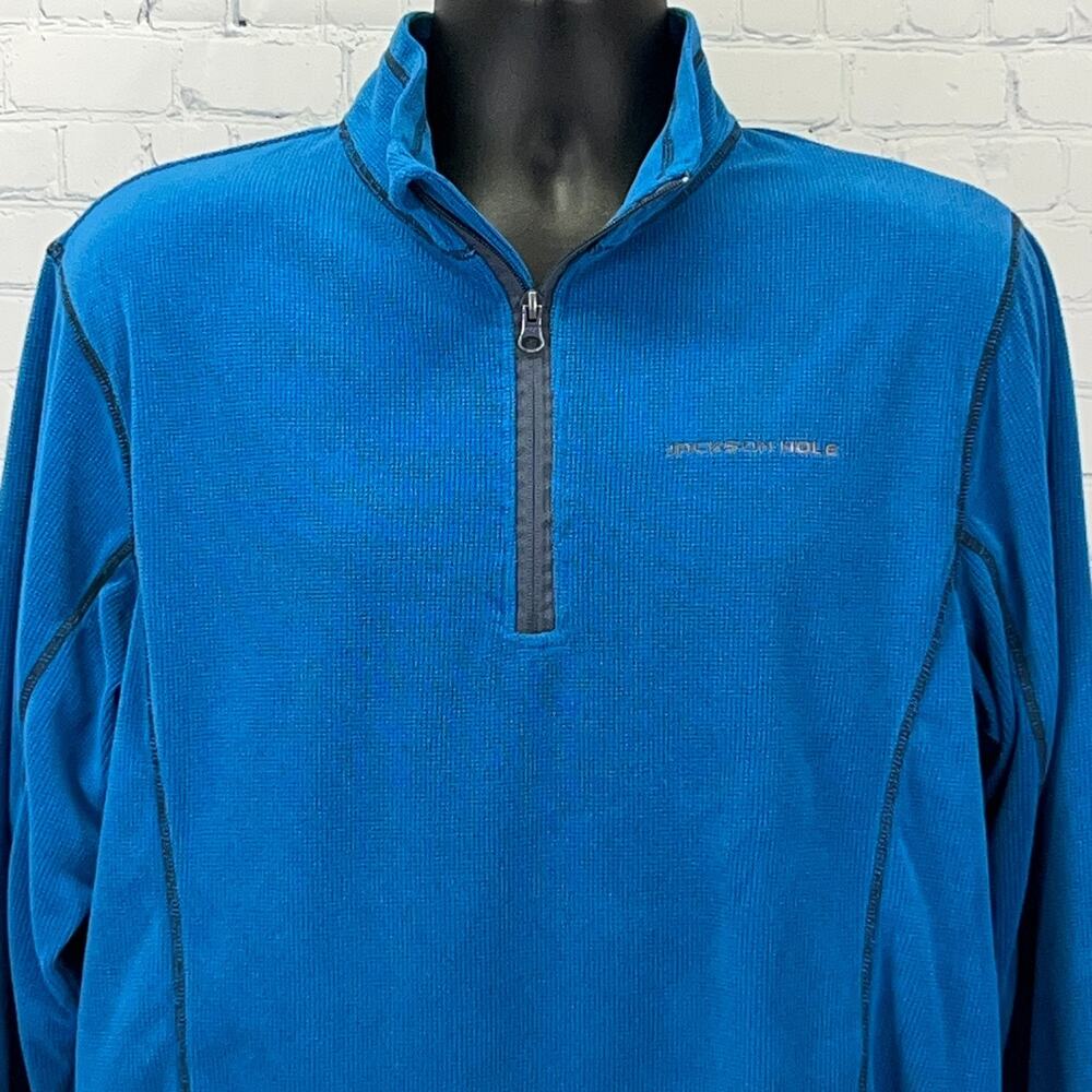 Jackson Hole Fleece Pullover Mens M Medium Blue Quarter Zip Outfitter Trading Co